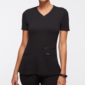 Jaanuu 4-Pocket V-Neck Scrub Top in black